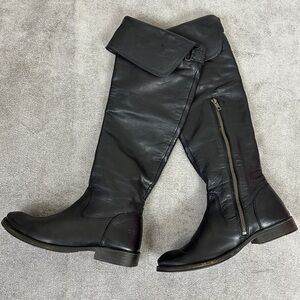 FRYE Shirley Black Leather Over the Knee Riding Boots Size 6.5